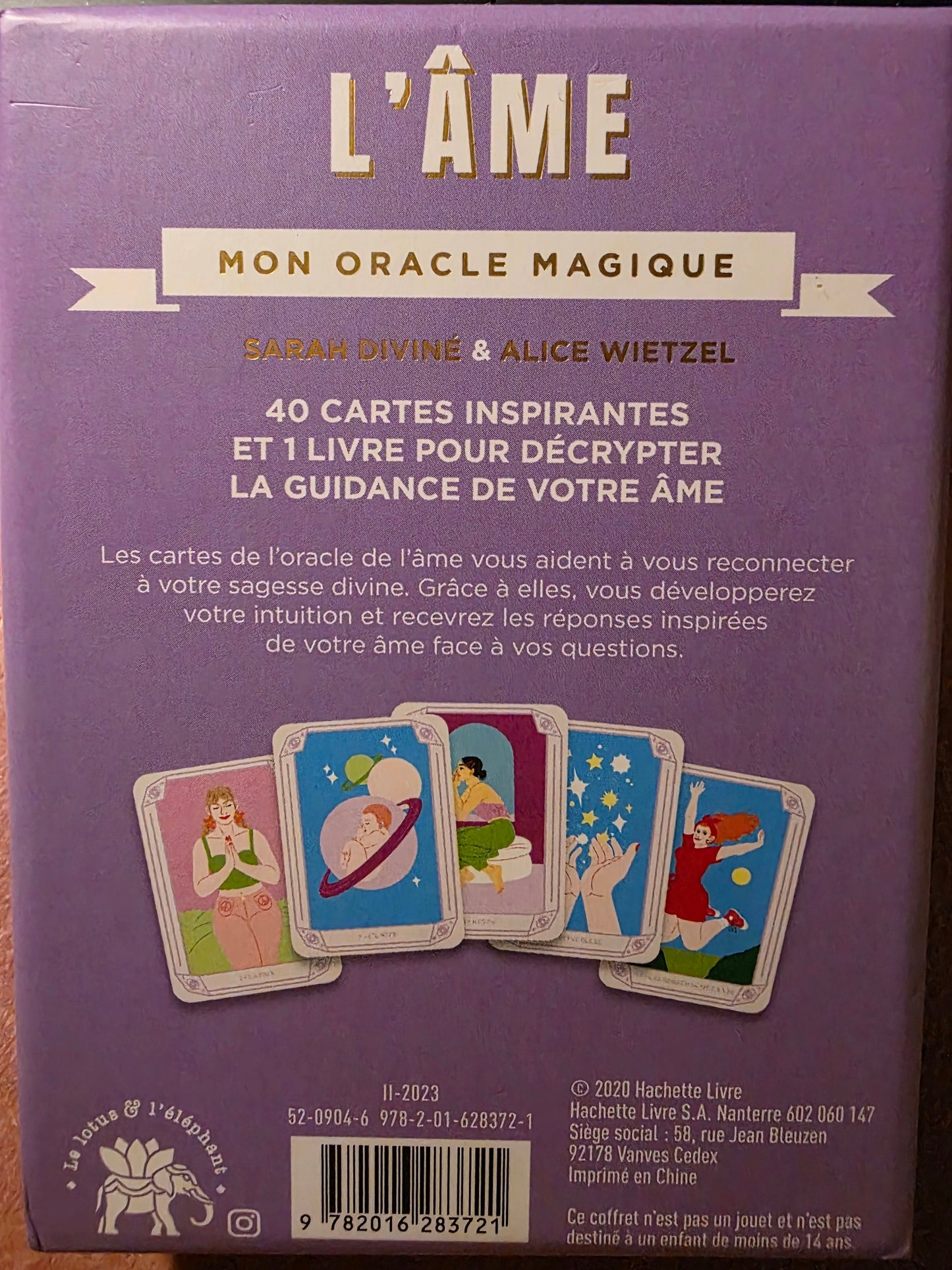 L'Âme Mon Oracle Magique — dos du coffret avec description