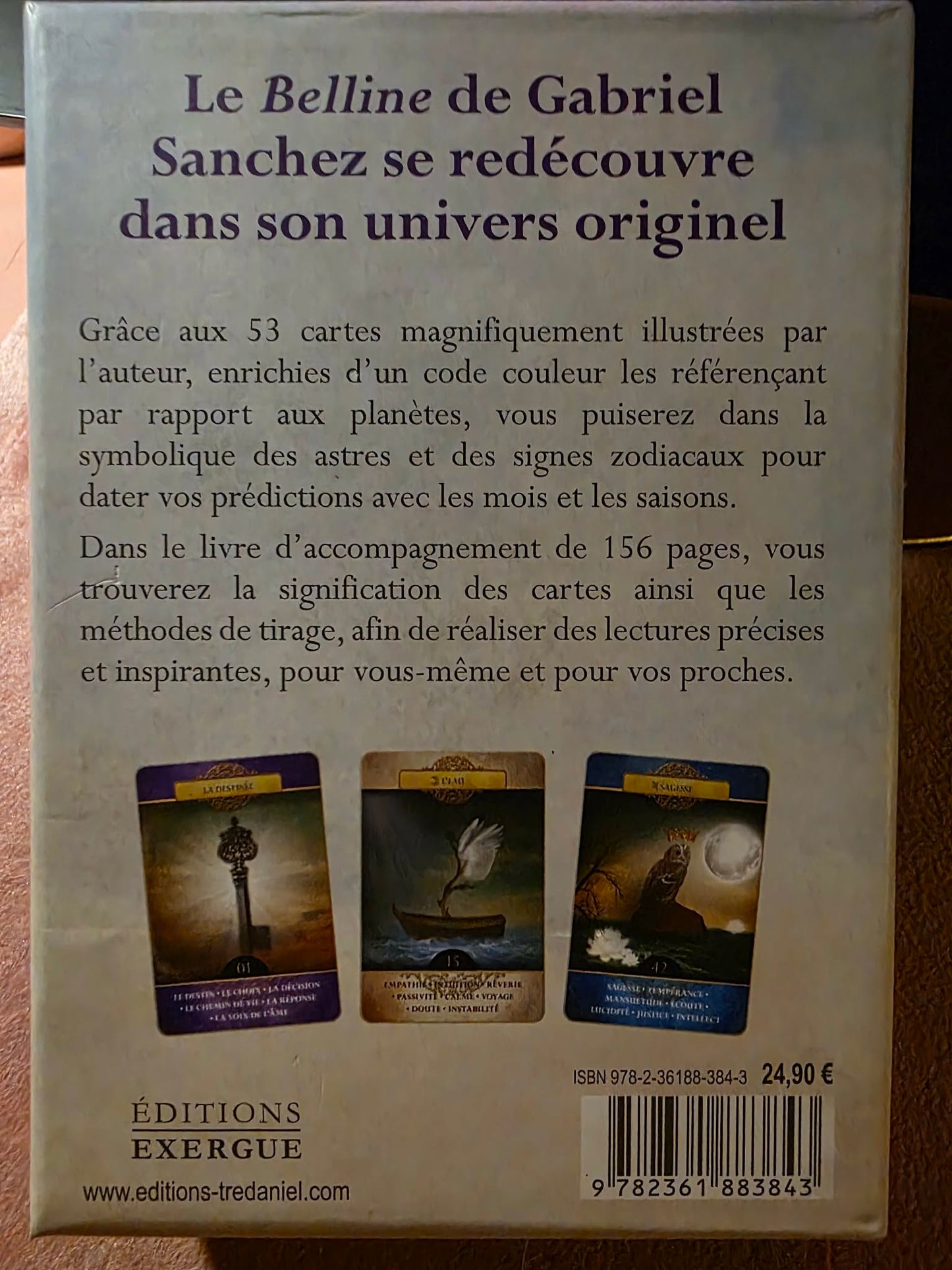 Le Belline — dos de la boîte avec description, Éditions Exergue