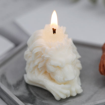 Chandelle artisanale lion parfumée bougie décorative créative cadeau cire soja naturelle écologique ambiance zen relaxation maison décoration unique artisanat cadeau original anniversaire fête bien-être aromathérapie design animal
