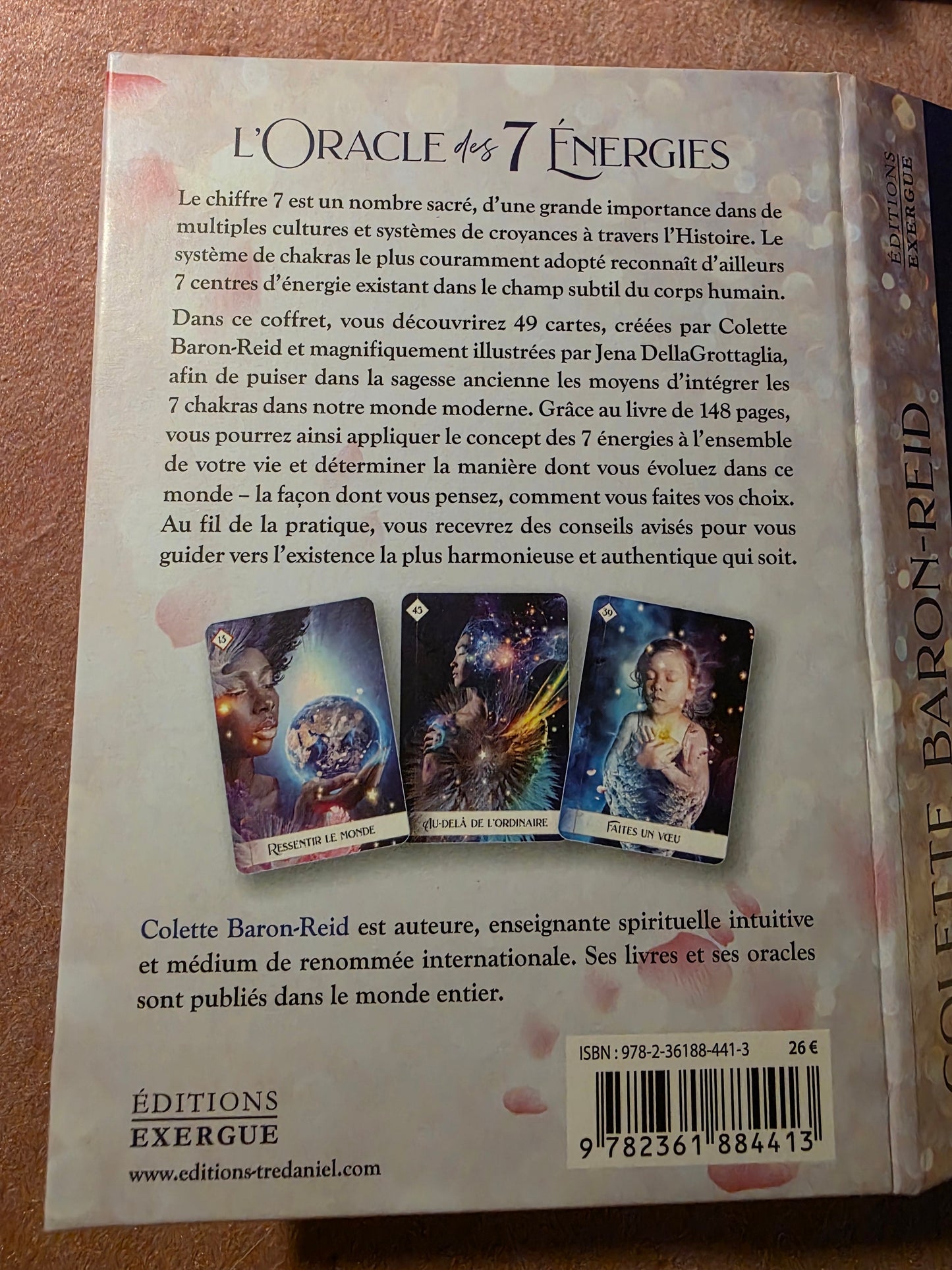 L'Oracle des 7 Énergies — dos du coffret avec description