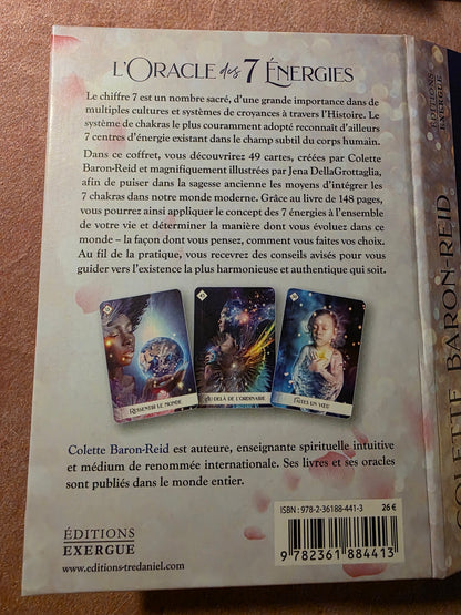 L'Oracle des 7 Énergies — dos du coffret avec description
