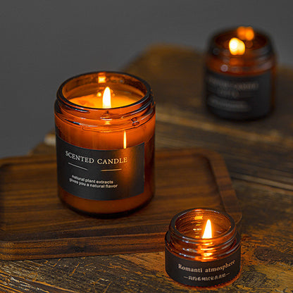 Bougie artisanale cire soja végétale bouteille vintage verre brun écologique fait main parfumée ambiance chaleureuse relaxante décoration naturelle durable cadeau aromatique maison