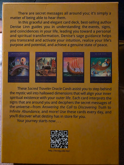 Sacred Traveler — arrière de la boîte avec description : Crossing Bridges, Faraway Places, Great Adventure, In the Flow