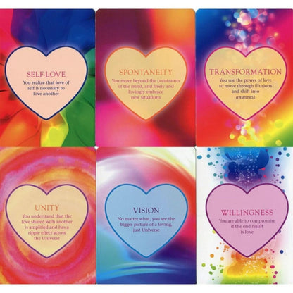 The Power of Love — 6 cartes : Self-Love, Spontaneity, Transformation, Unity, Vision, Willingness