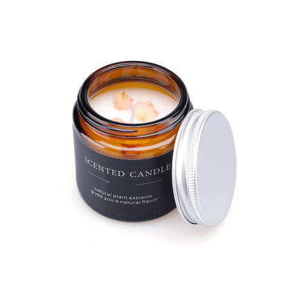 Bougie artisanale cire soja végétale bouteille vintage verre brun écologique fait main parfumée ambiance chaleureuse relaxante décoration naturelle durable cadeau aromatique maison