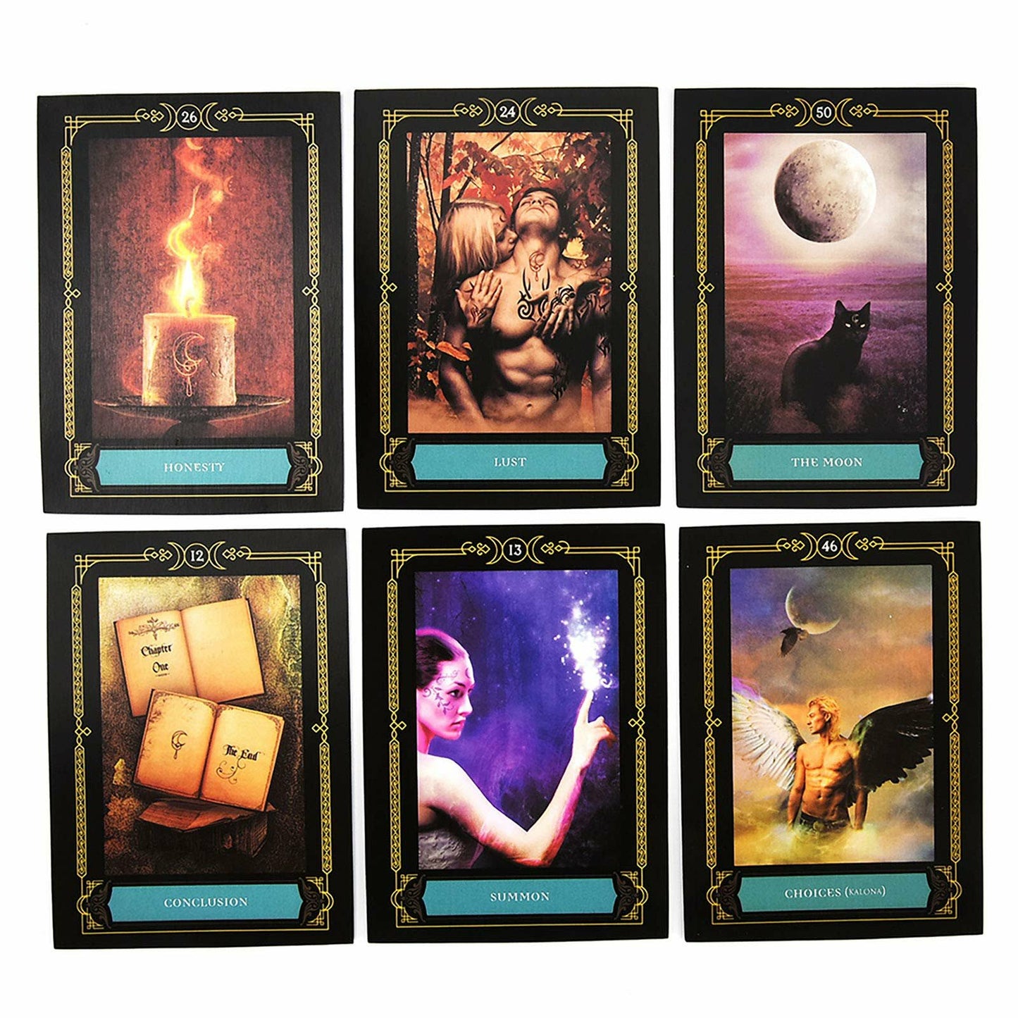 Wisdom of the House of Night — 6 cartes: Honesty, Lust, The Moon, Conclusion, Summon, Choices