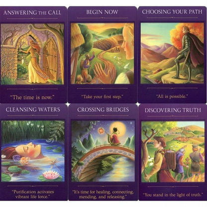 Sacred Traveler — 6 cartes : Answering the Call, Begin Now, Choosing Your Path, Cleansing Waters, Crossing Bridges, Discovering Truth