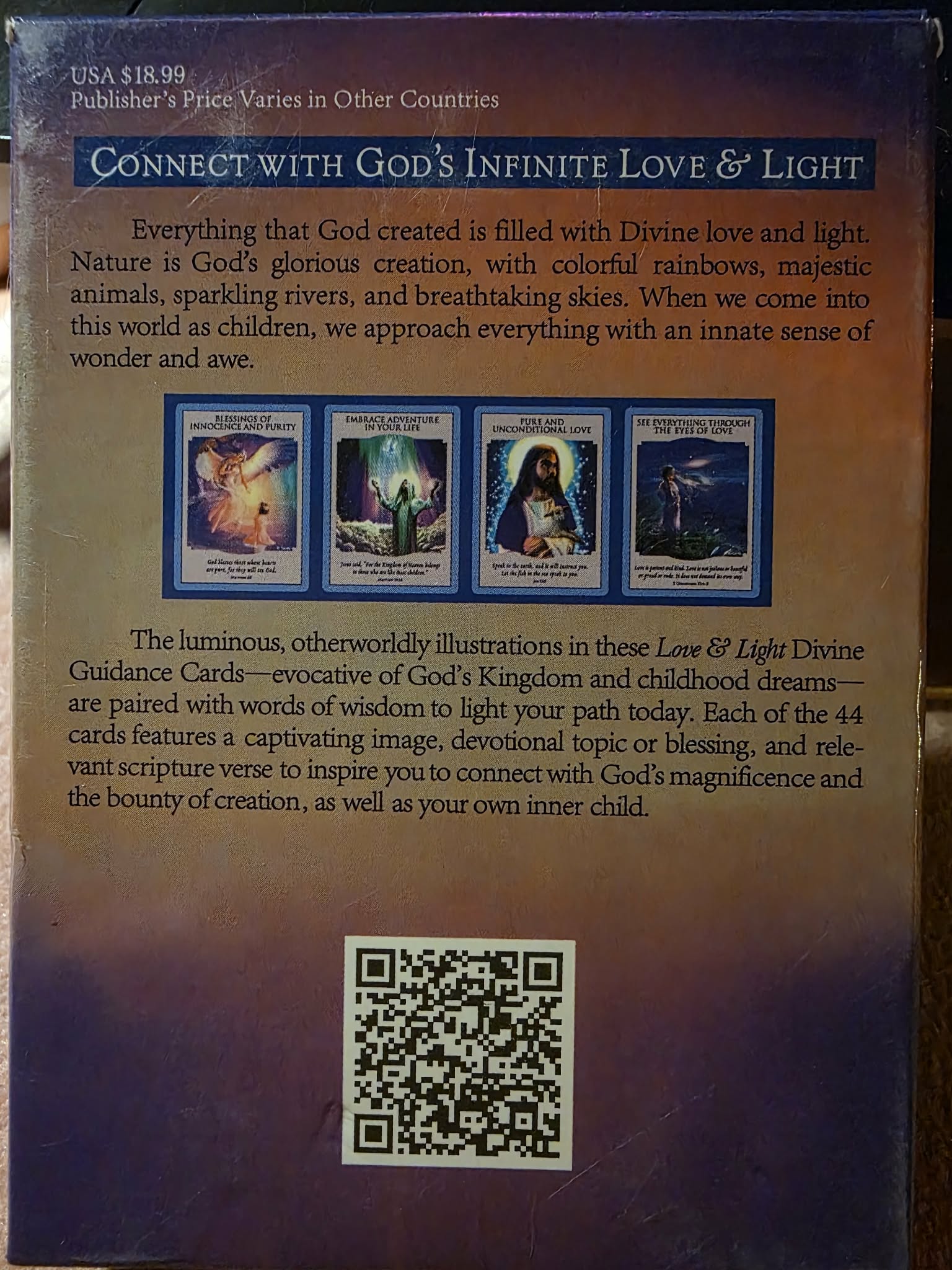 Love & Light — coffret avec 5 cartes étalées : Give Peace a Chance, Gentleness Is the Path of Peace, God Will Lead the Way, Helping Others Is Helping Yourself
