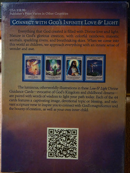 Love & Light — coffret avec 5 cartes étalées : Give Peace a Chance, Gentleness Is the Path of Peace, God Will Lead the Way, Helping Others Is Helping Yourself