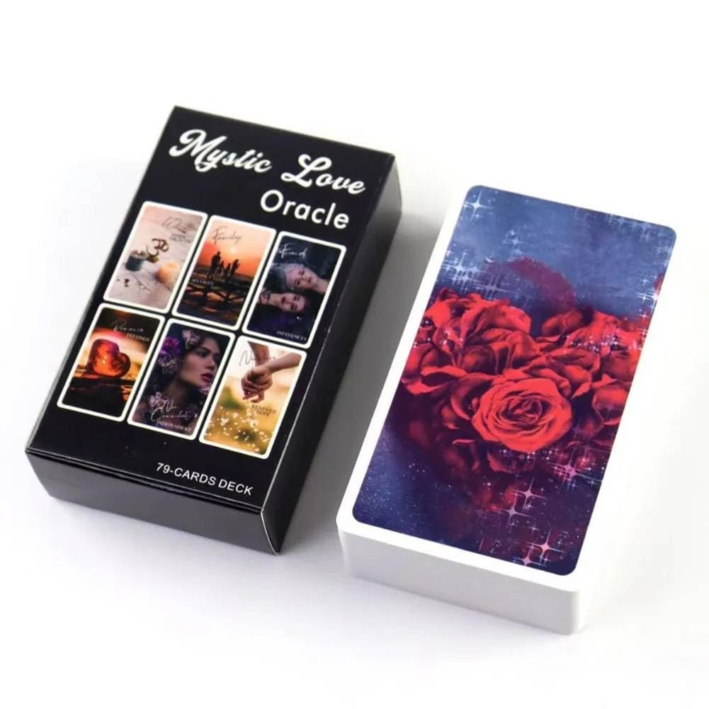 Mystic Love Oracle — coffret noir et cartes roses