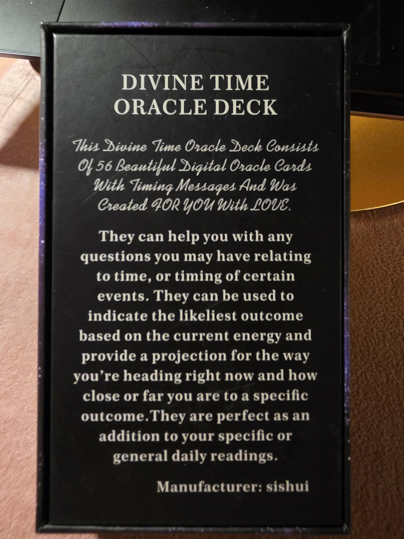 Divine Time Oracle Deck — coffret rigide et cartes