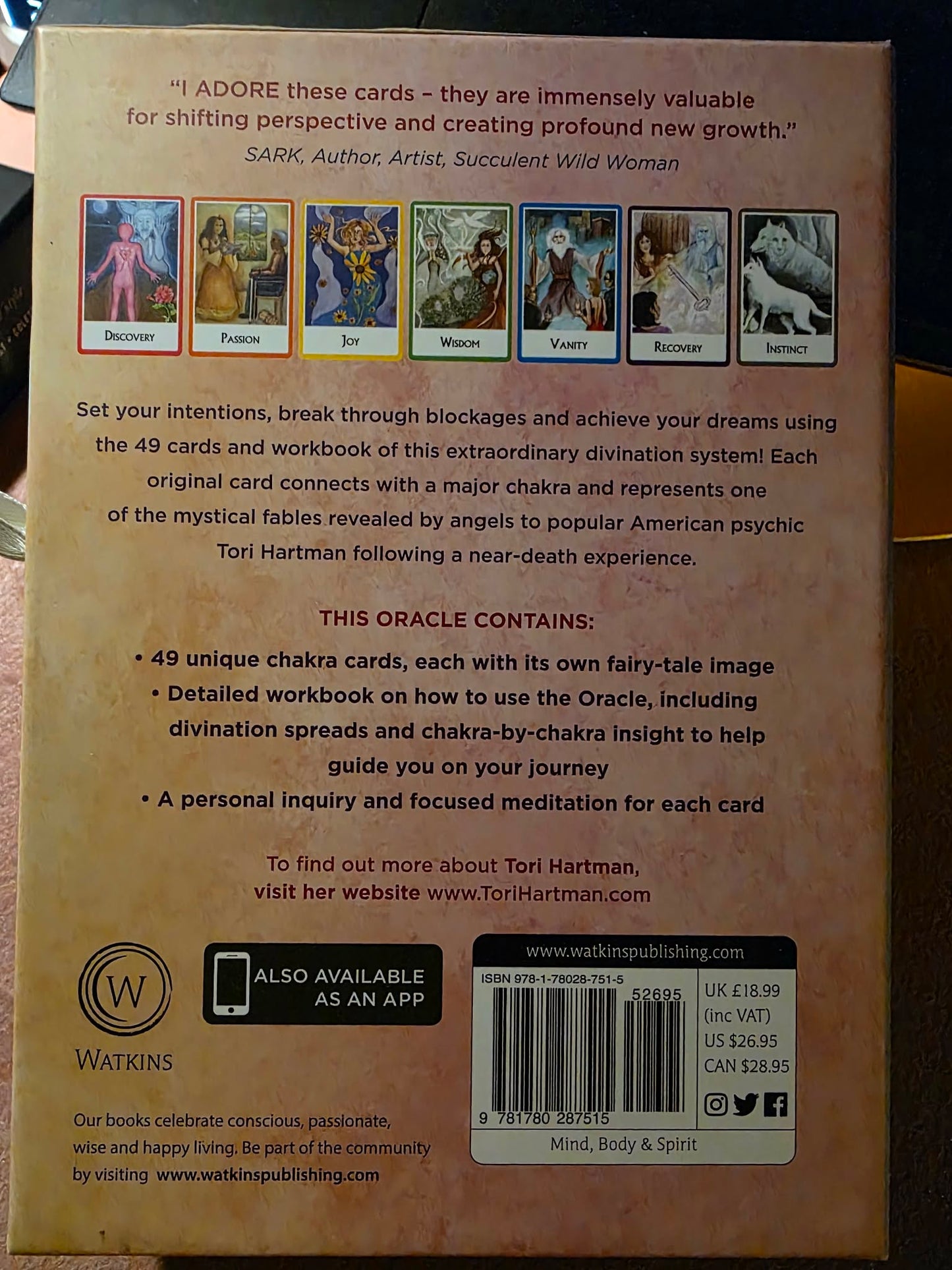 Chakra Wisdom Oracle Cards — guidebook et coffret avec 7 cartes: Discovery, Joy, Wisdom, Instinct et autres