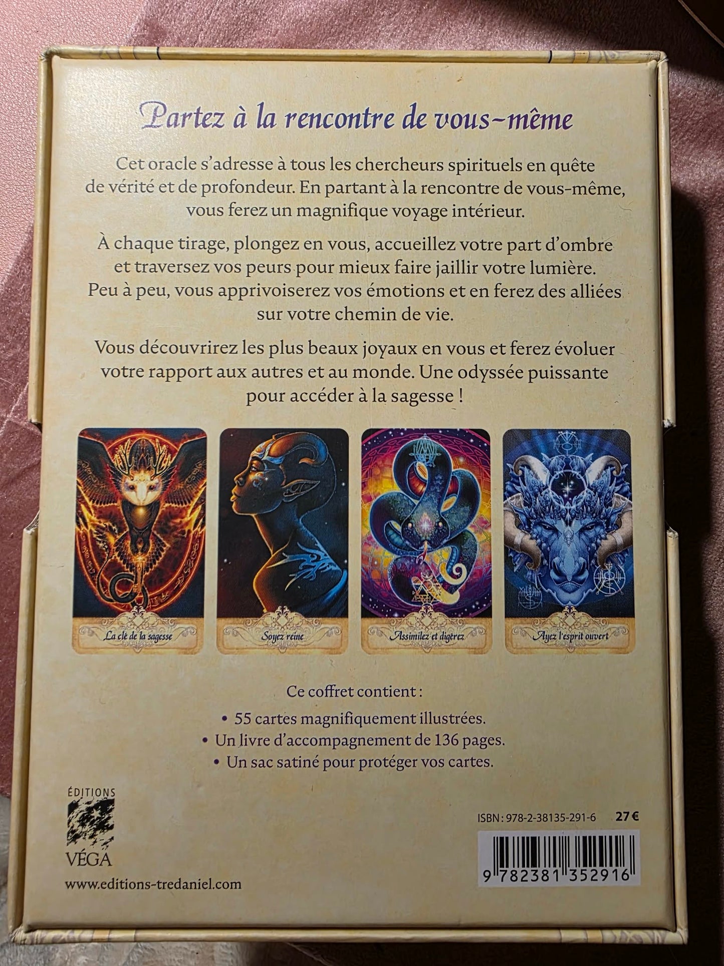 Dos de la boîte - L'Oracle de la Quête Spirituelle, Éditions Véga