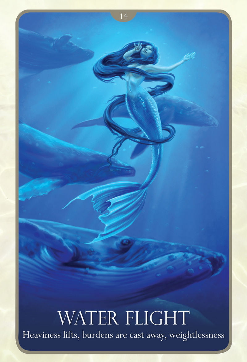 Oracle of the Mermaids — carte no. 14 : Water Flight — Heaviness lifts, burdens are cast away, weightlessness