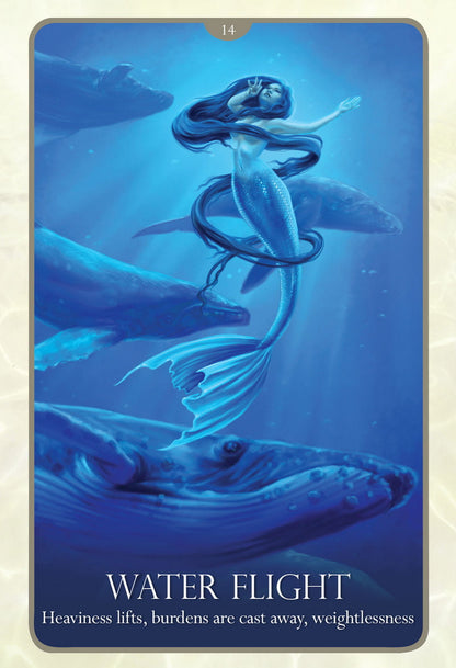 Oracle of the Mermaids — carte no. 14 : Water Flight — Heaviness lifts, burdens are cast away, weightlessness