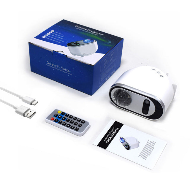 Projecteur LED CielAurora galaxie étoiles aurore boréale ciel étoilé ambiance chambre salon boudoir salle-à-manger cuisine sous-sol garage décoration lampe atmosphère multicolore mode automatique cadeau relaxation zen lumière maison
