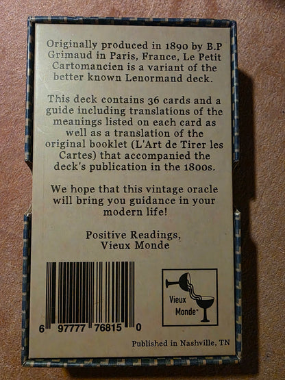 Le Petit Cartomancien — endos du coffret avec description en anglais