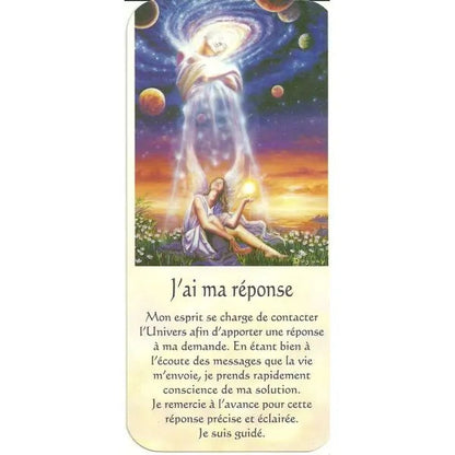 Carte J'ai ma réponse – femme sous lumière cosmique