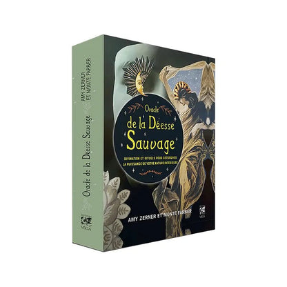 Oracle de la Déesse Sauvage – coffret rigide vert sauge, vue de côté