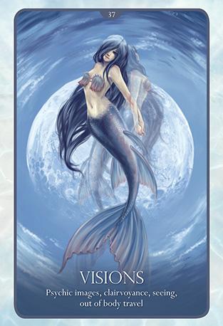 Oracle of the Mermaids — carte no. 37 : Visions — Psychic images, clairvoyance, seeing, out of body travel