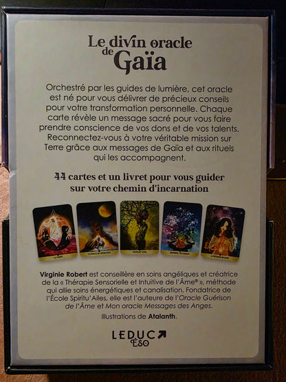 Le Divin Oracle de Gaïia — dos de la boîte avec description